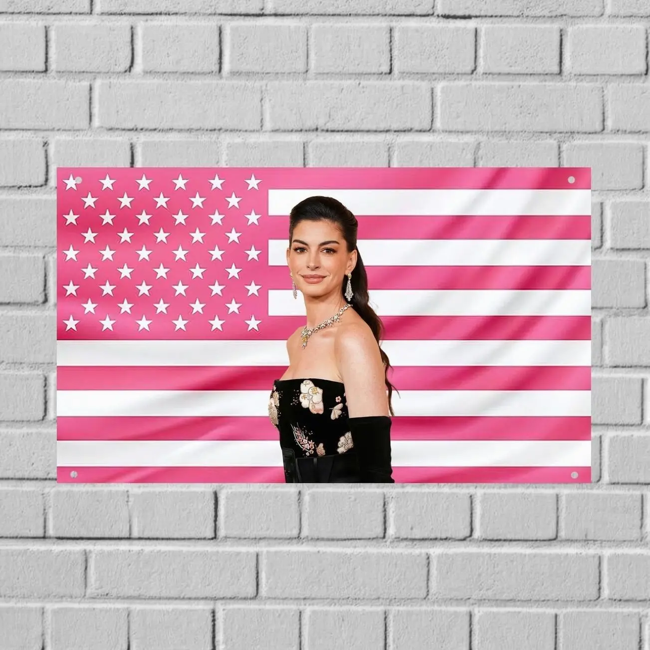 Anne Hathaway US Wall Tapestry – Actress Flag, Movie Room Decor Banner