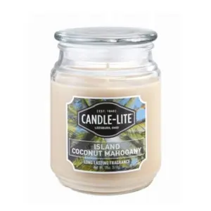 Candle Lite  18 oz Island Coconut Mahogany Scented Candle, Pack of 4