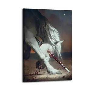 Blood Unicorn Great Wall Art, Canvas Poster, Cute And Vibrant Poster for Bedroom, Dorm, A Perfect Gift Idea for New Year Home Decor