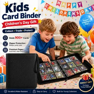 Twill PU，900 Pockets Trading Card Album , 9 Pockets per Page,Large Capacity Double-Sided Zipper Card Storage Case,PU Leather Card Holder, durable and waterproof, EasyDisplay & Convenient to Carry, for Sports, Baseball,Football and Gaming Cards