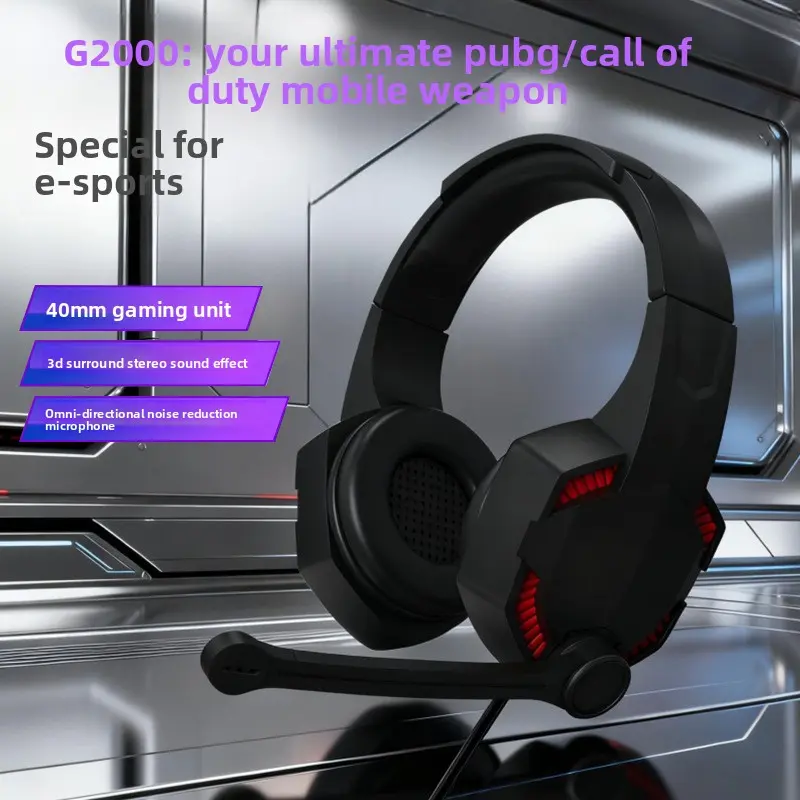 New Luminous Over-Ear Head-Mounted Headphones - High Sound Quality, Built-In Microphone, Wired E-Sports Headset for Computer, Mobile Phone Gaming