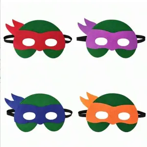 4pcs Turtle Masks for Kids, Felt Turtle Mask Party Gift, Birthday Party Supplies, Halloween Christmas Thanksgiving Gifts