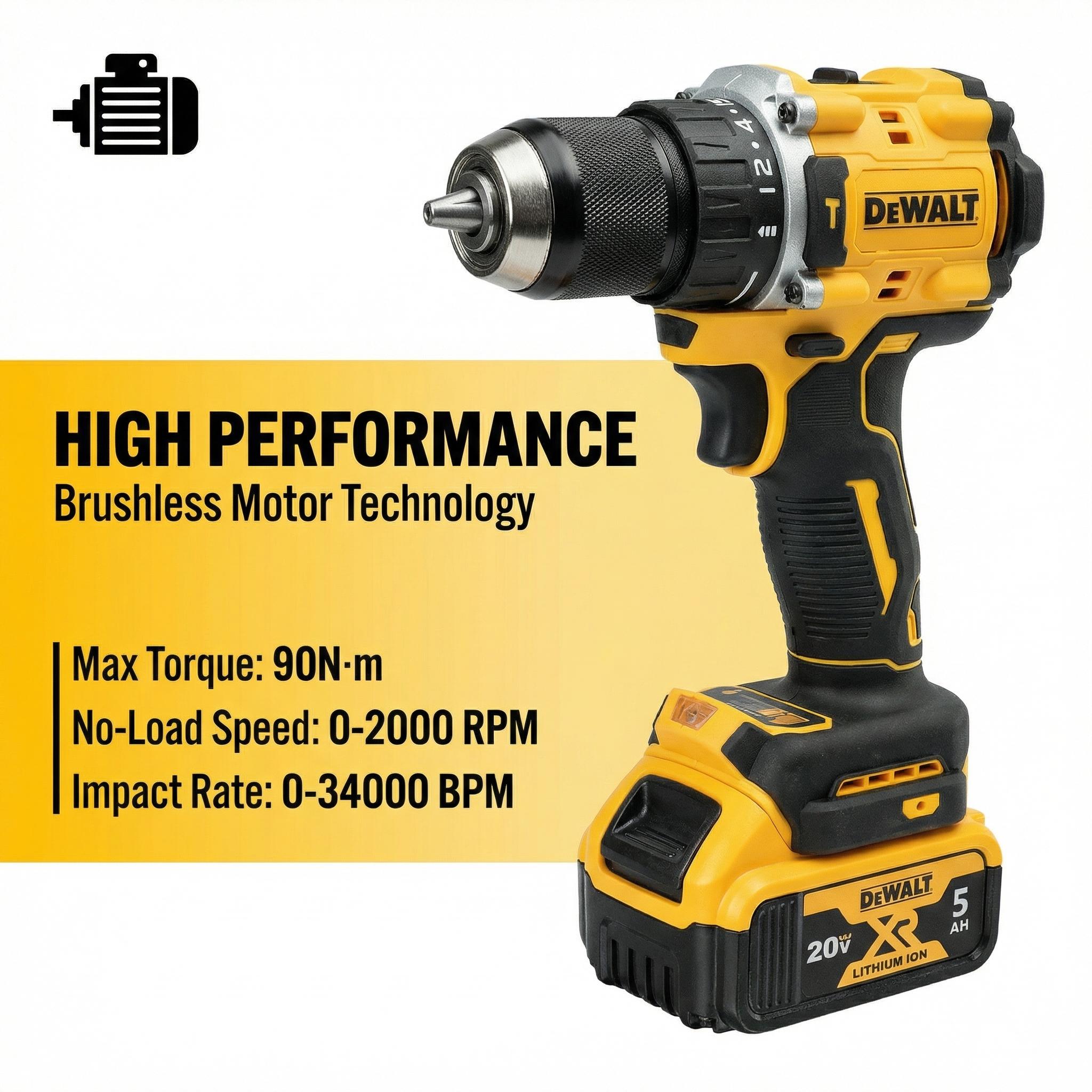 Dewalt DCF805 Brushless Impact Drill Kit One Battery Charger Mechanical Use Electric Wrench Makita Charger