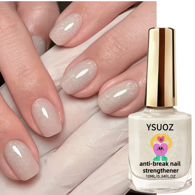Ivory Nail Strengthener with Sparkling Glitter - Natural Shine, UV Lamp-Free, Easy Application, Quick-Drying, Long-Lasting Effect