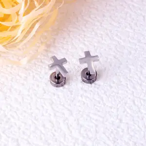 Cross Stud Earrings Stainless Steel Cross Stud Earrings Titanium Steel Anti-allergic Stainless Steel Earrings Earrings