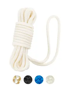 BLUEWING Double Braided Nylon Dock Lines with 15" Loop 25ft Boat Rope 5/8" 16mm Marine Docking Lines Boat Mooring Line