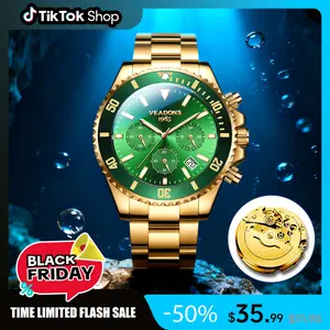 Veadons Mechanical Watch  Men's Luxury Dress Watch, Green Dial, Suitable for Parties, Daily Wear & Decoration,Unidirectional rotating timing ring，  Waterproof Luminous Large Dial Boss Wristwatch summer business trendy choice class  watch
