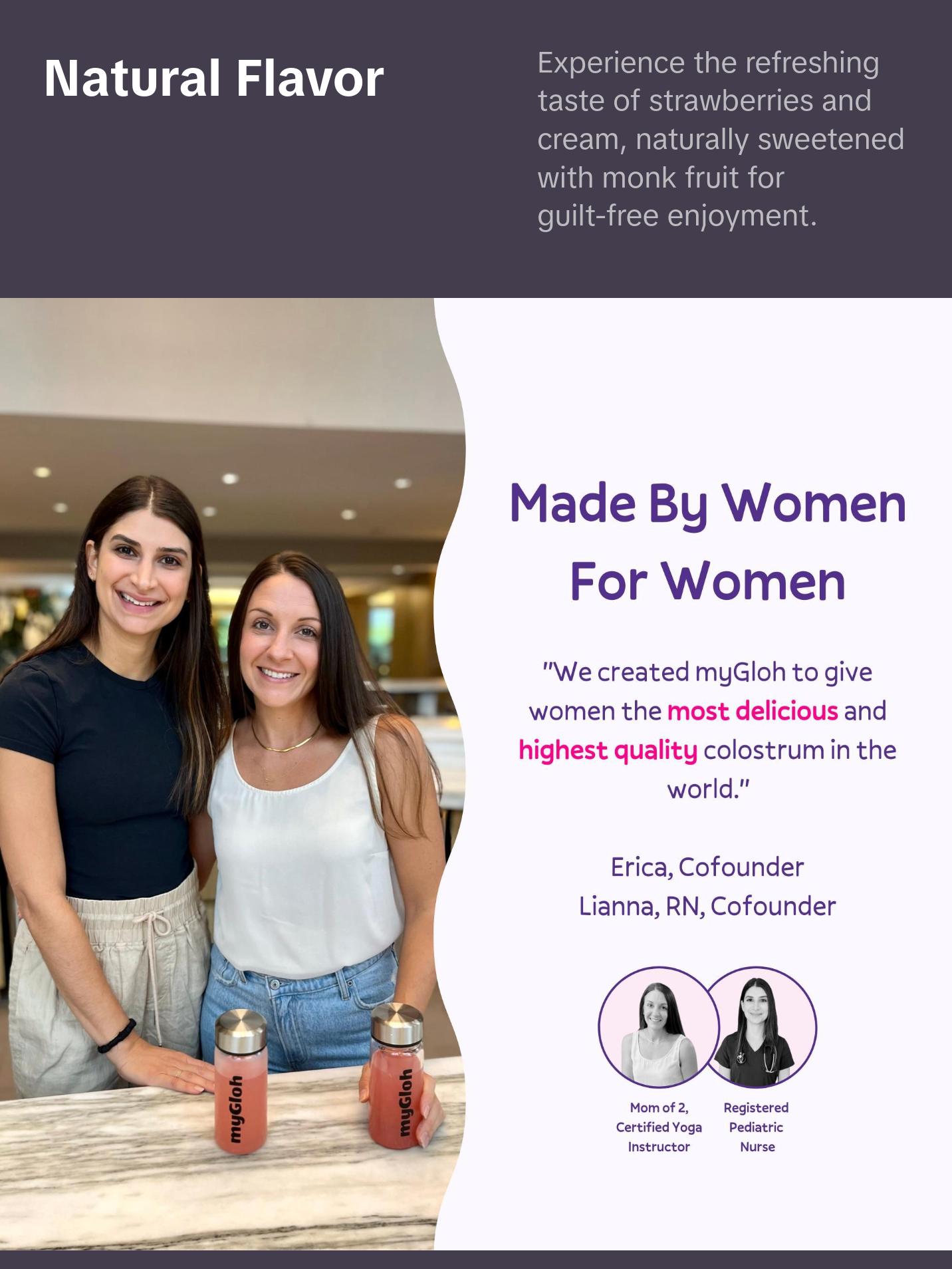 myGloh Colostrum Premium Powder | Gut Health & Bloating, Hair Growth & Skin Glow Beauty Supplement, Immune Support | Natural Flavor Strawberries & Cream | Grass-Fed Bovine Colostrum Superfood | High IgG, Gluten Free, Bioactives | Healthcare