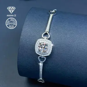 925 Silver Inlaid With 1 Carat 5A CZ Luxury Versatile Women's Bracelet Birthday Gift Valentine's Day Christmas Thanksgiving New Year Daily Vacation Party Wedding Luxury Versatile Women's Jewelry