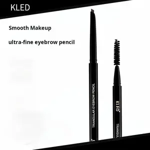 KLED Ultra-Fine Triangular Eyebrow Pencil, Dual-ended Waterproof Brow Pen with Spoolie Brush, Natural Long-Lasting Smudge-proof Eyebrow Makeup