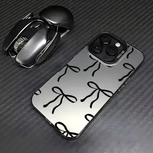 Phone case: Black Large Bow Pattern 7/8 Plus Anti-Drop Soft Case, Minimalist Premium Cushion Case for iPhone 14 Pro Max, Apple 13 Phone Case, Couple XS Max New 12 Pro Anti-Drop XR Matte 11 Unisex 13 Full Coverage 15 PRO Soft Case 15 Protective Cover