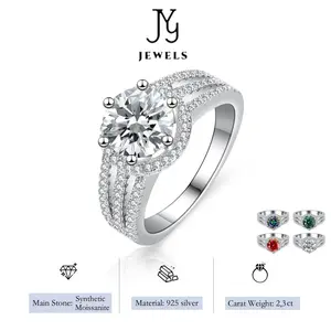 [JYJZZ179] (Regine) Synthetic Moissanite 2,3 CT S925  Silver Inlay Half Round Wrap Six Claw Closed Design Fashion Premium Feeling Ring.