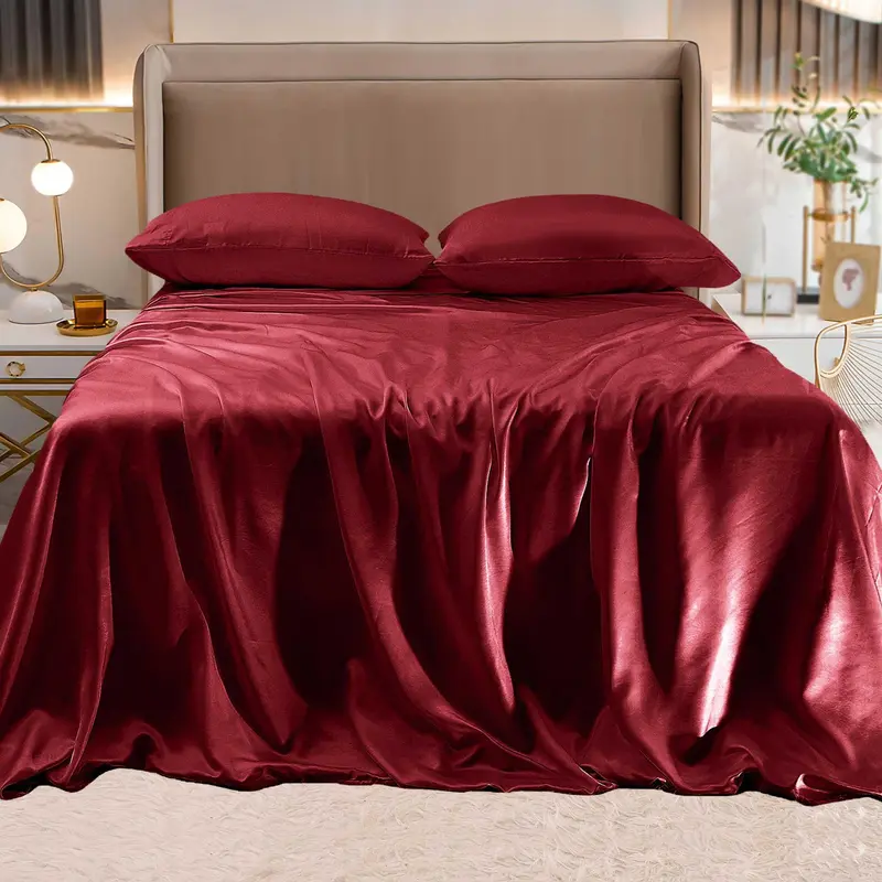 Elegant Comfort 4-Piece Silky Satin Sheet Set – Smooth Finish with Cozy All-Season Feel, Moody Shades