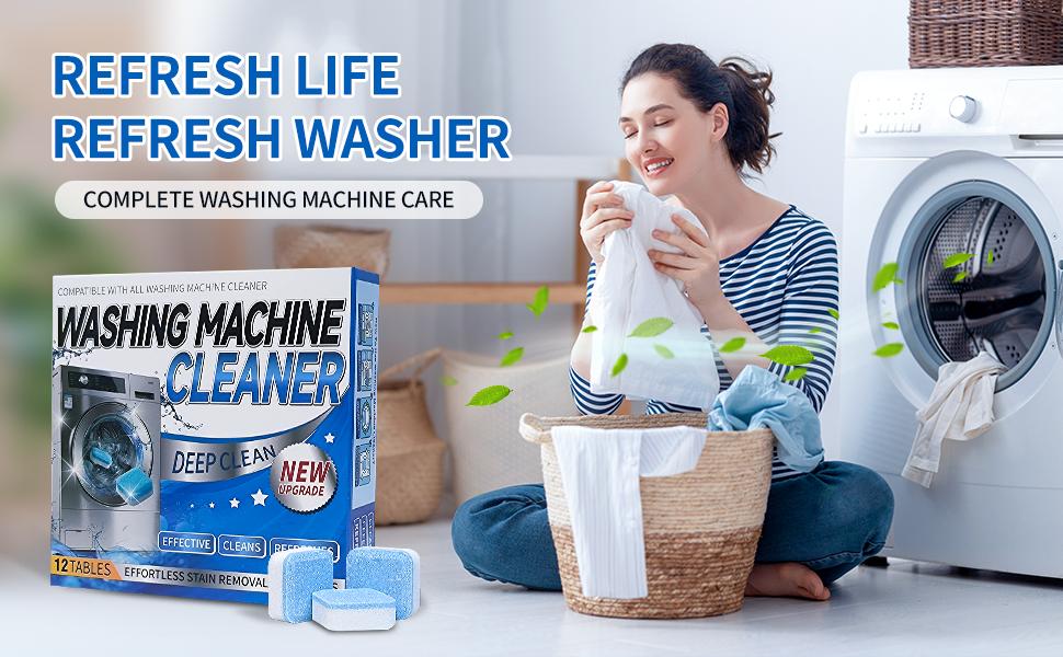 Washing Machine Cleaner Tablets–12 Packs,Deep Cleaning Tablets For HE Front Loader & Top Load Washer,Clean Inside Drum and Laundry Tub Seal-1Year Supply