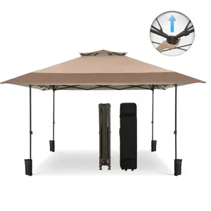 PHI VILLA Easy Set-up 13x13 Pop Up Canopy Gazebo Outdoor Tent Portable 169 sq.ft Sun Shade Blue Foldable Modern Aesthetic Minimal Design with UPF 50+ UV Protection & Wind Vent