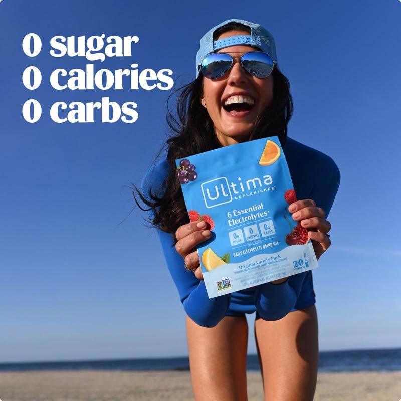 Ultima Replenisher Original Variety Daily Electrolyte Drink Mix – 20 Sugar-Free Hydration Packets with 6 Key Electrolytes, Vitamin C & Zinc – Vegan, Keto & Non-GMO