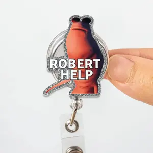Marcus the Worm Robert Help Badge Reel, Viral Tiktok Name ID Holder Badge Reel, Trendy Nurse Name Badge, Aesthetic Hospital Clip
