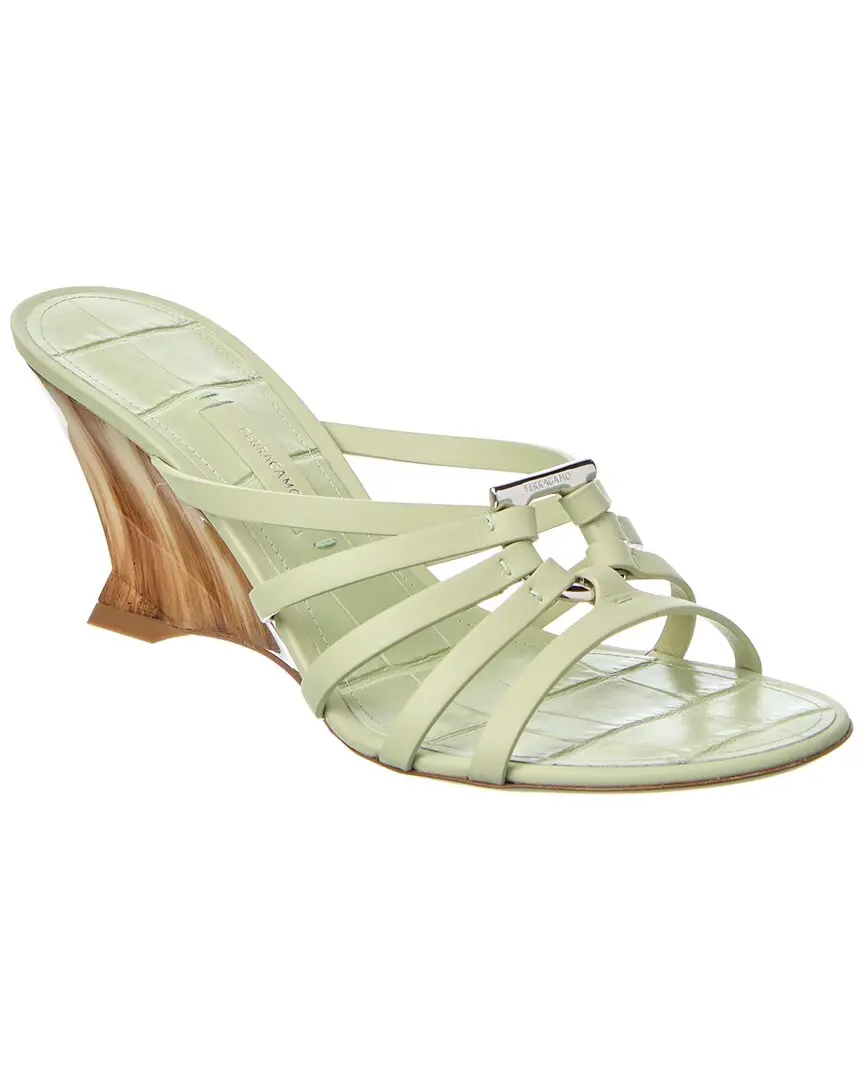 Ferragamo Anemone Leather Wedge Sandal