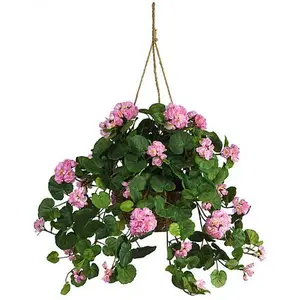 Nearly Natural Geranium Hanging Basket Silk Plant