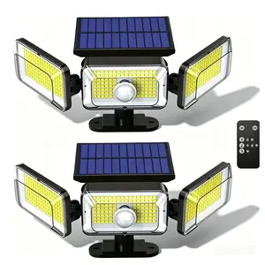 Triple-Head LED Security Floodlight, IP44 Waterproof, Auto On/Off, Super Bright Illumination for Yard, Garage, Walk,2PCS Outdoor Solar Motion Lightsway,