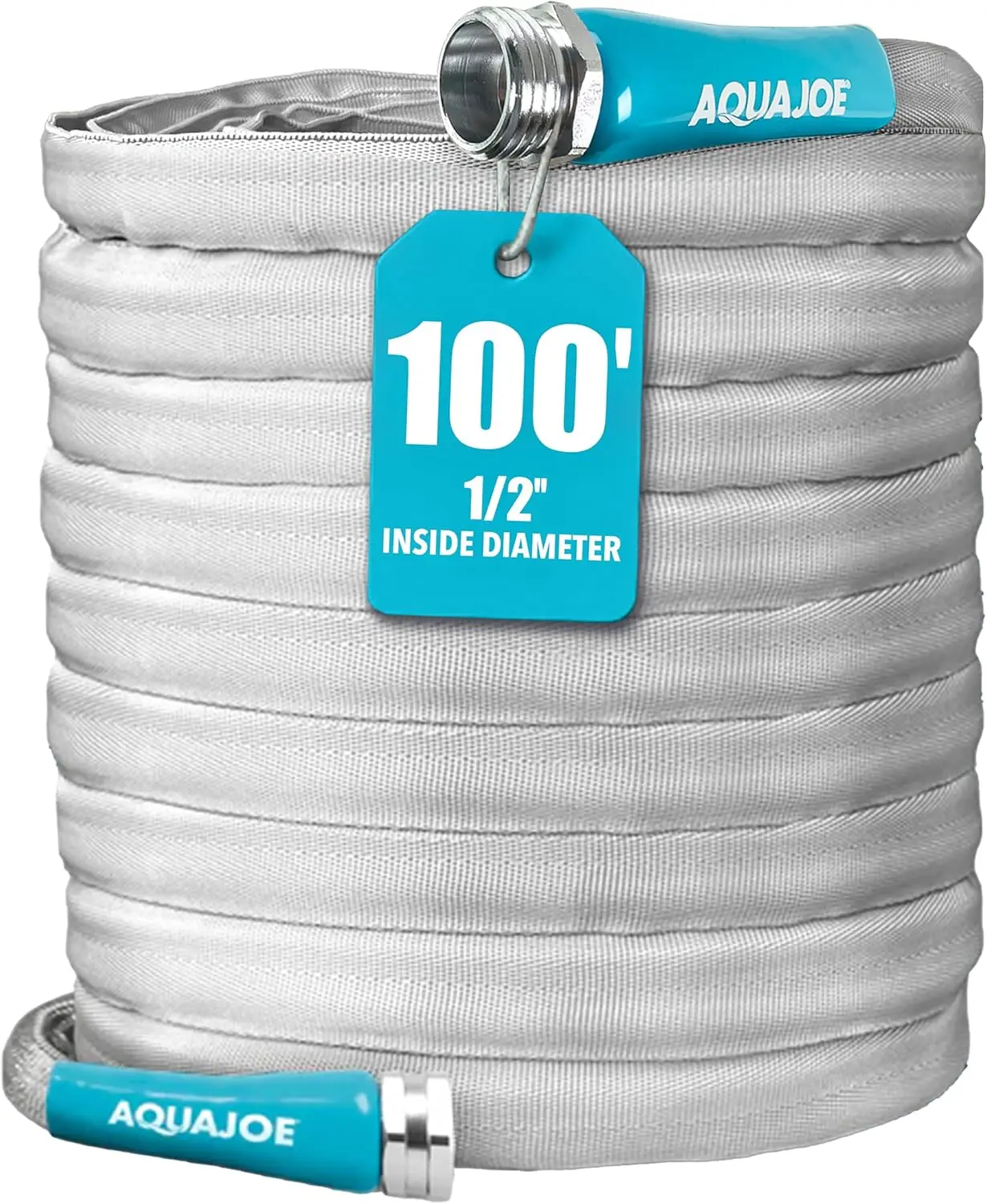 Aqua Joe 100-Ft Xtreme Fiber Jacket Garden Hose, Marine Grade Metal Fittings, Kink Resistant, Kink Free Watering Hose for Garden Tools Accessories