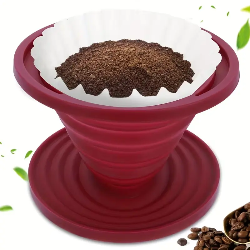 1pc Collapsible Pour Over Coffee Dripper - Portable, Reusable Silicone Coffee Filter Cone for Camping, Hiking, Backpacking, Home, Office - Durable & Easy-Clean Design, Camping Essentials, Compact Design, Backpacking Gear