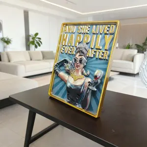 New Cross Border 3D Embossed Desktop Decorative Painting With Stand For Home Bar Cafe Ambiance Synthetic Resin Art