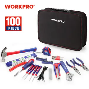 #SpringGlowUp WORKPRO Home Tool Kit, 100 Count Kitchen Drawer Household Hand Tool Set with Easy Carrying Pouch