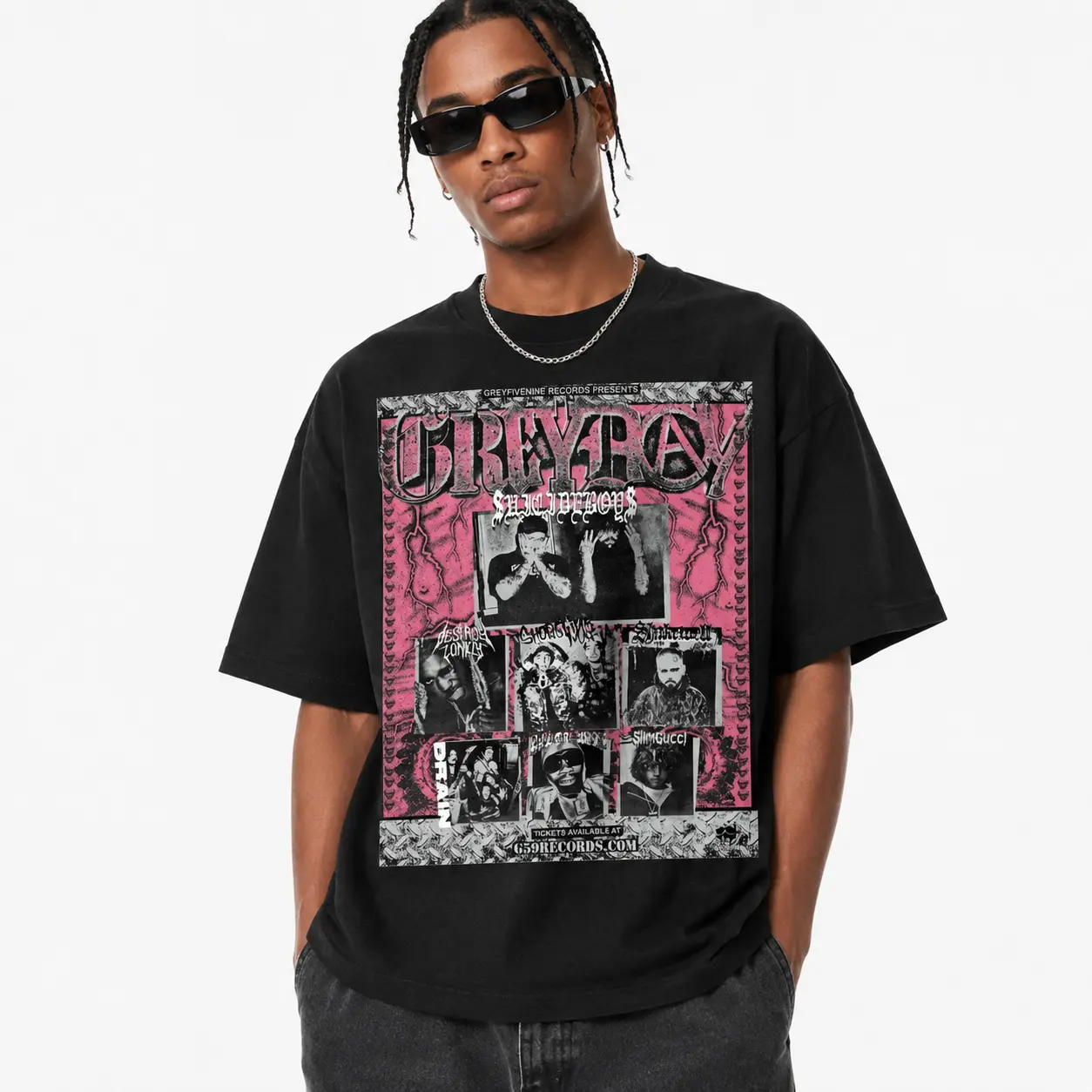 Women's Fitted Short-Sleeve Breathable Casual Cotton GreyDay 2026 Tour V15 G59 Merch Hip-Hop Concert T-Shirt, Shortsleeve, Elastic