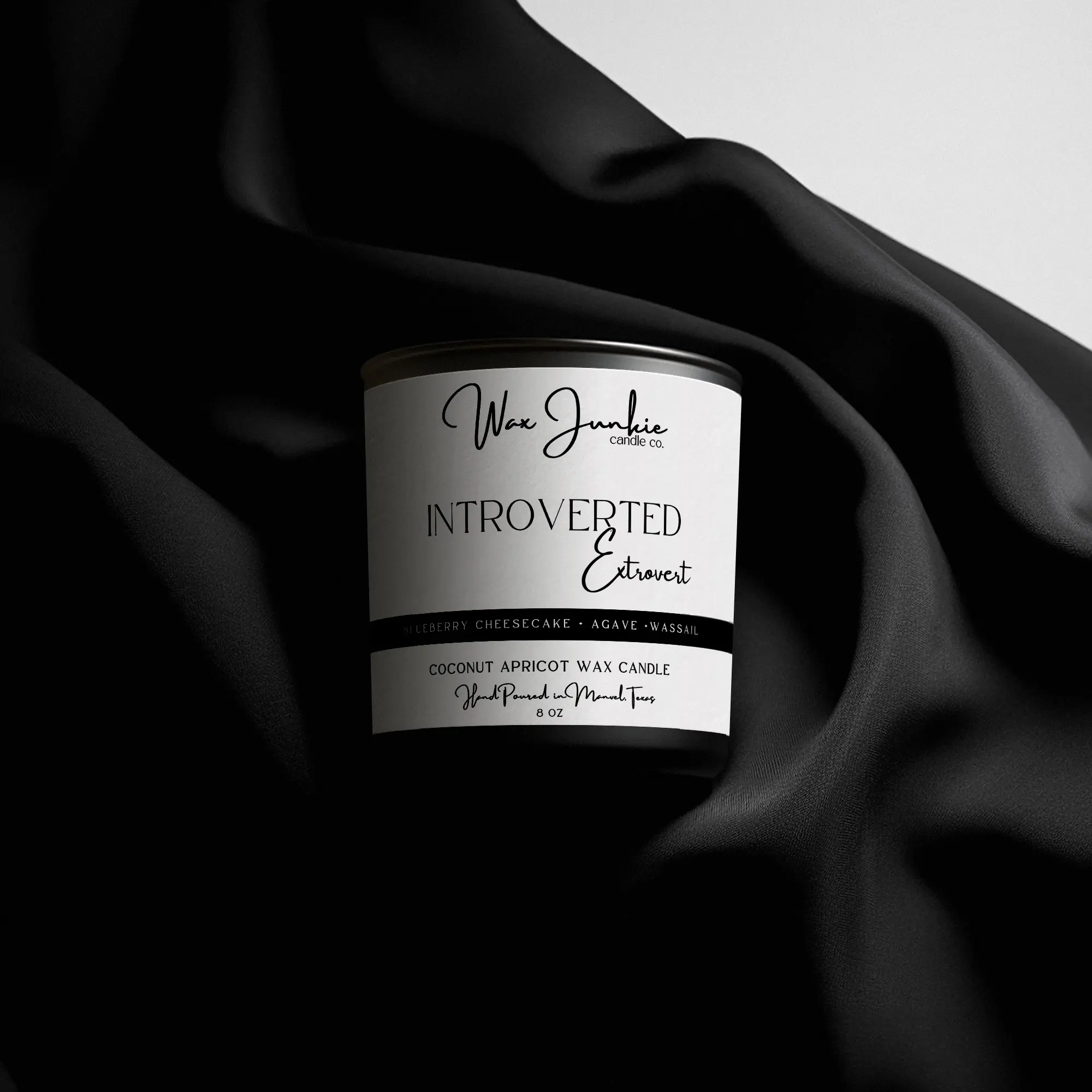 Wax Junkie Introverted Extrovert Triple Scented Candle - Blueberry Wassail & Sweet Agave - 8 oz Coconut Apricot Wax - Calming Crowd Pleaser Scent