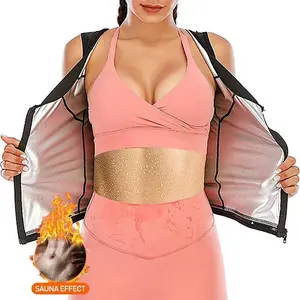 Women Sauna Vest Hot Polymer Corset Waist Trainer Sauna Suit Tank Top Zipper Body Shaper Workout Shirt
