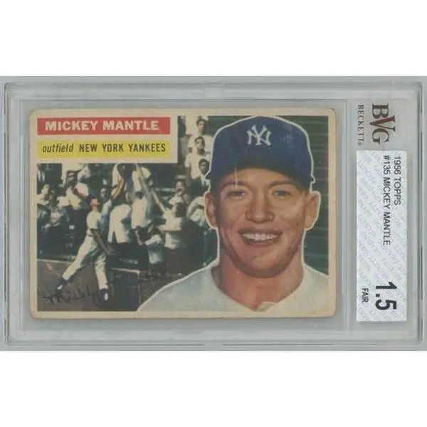 1956 Topps baseball New York Yankees Mickey Mantle #135, YANKEES (HOF)