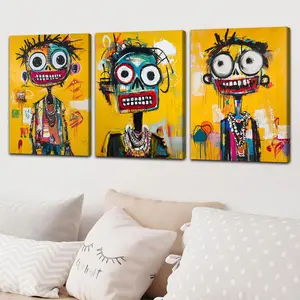 Graffiti Portrait Pattern Canvas Painting, 3 Counts/set Modern Wall Art Painting, Wall Art Decor for Home Living Room Bedroom Office, Ornaments