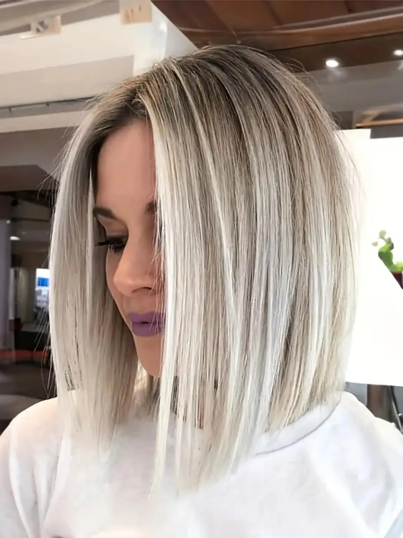 14 Inch Blonde Short Straight Wigs for Women, Gorgeous Fashion Fluffy Wigs with Curtain Bangs, Glueless Hair Wigs, Synthetic Full Machine Wigs for Party, Daily Use