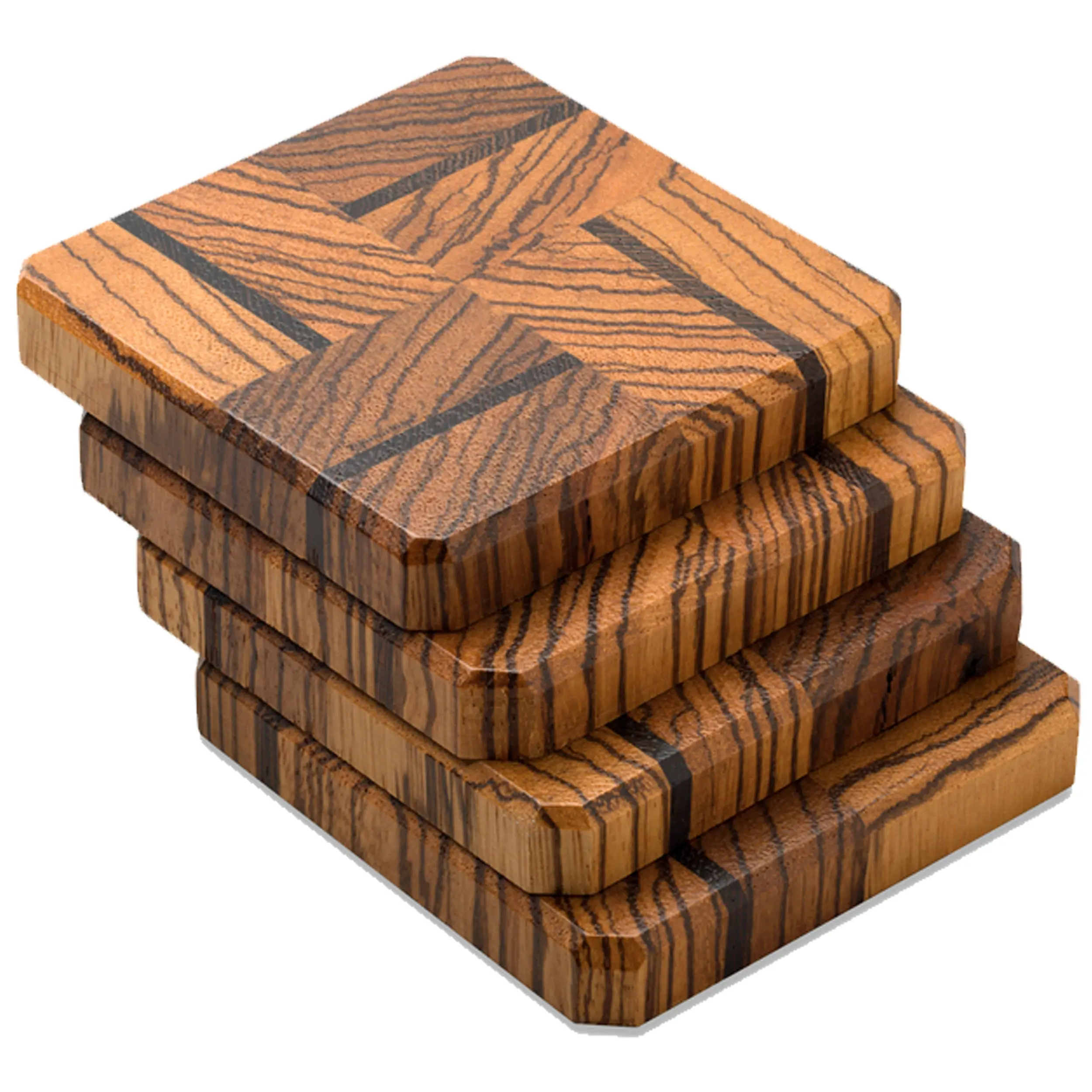 Tiger & Wenge Wood Coasters End Grain Set of 4