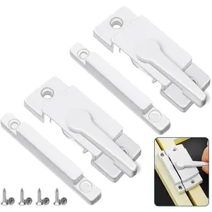 White 2 Pack Sliding Window Sash Locks, Cam Sash Locks for Double Hung Window, Security Vinyl Window Sash Lock and Keeper Replacement for Vertical and Horizontal Sliding Windows