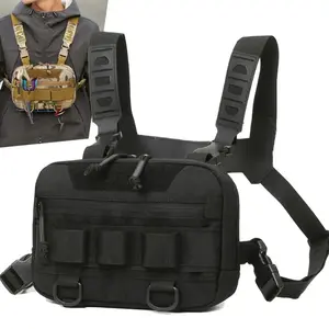 Men's Tactical Chest Bag - Waterproof Molle Nylon, External Buckle, Front Zipper Pocket, Large Main Pocket - For Fishing, Climbing, Outdoor Use