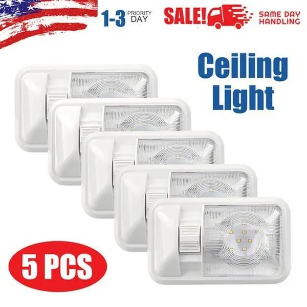 Van Life 12V LED RV Ceiling Dome Light 5 Pack Natural White 4500K 300LM Fixture With On/Off Switch For Camper Trailer Motorhome Renovation Interior Cabin Upgrade