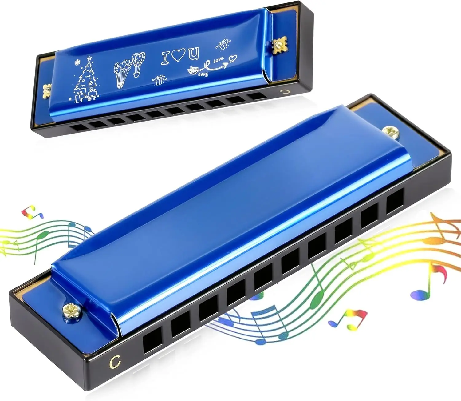 Blues Harmonica - Diatonic Harmonica Key of C 10 Holes, 20 , Mouth Organ for Adults, Beginners, Professionals & Students