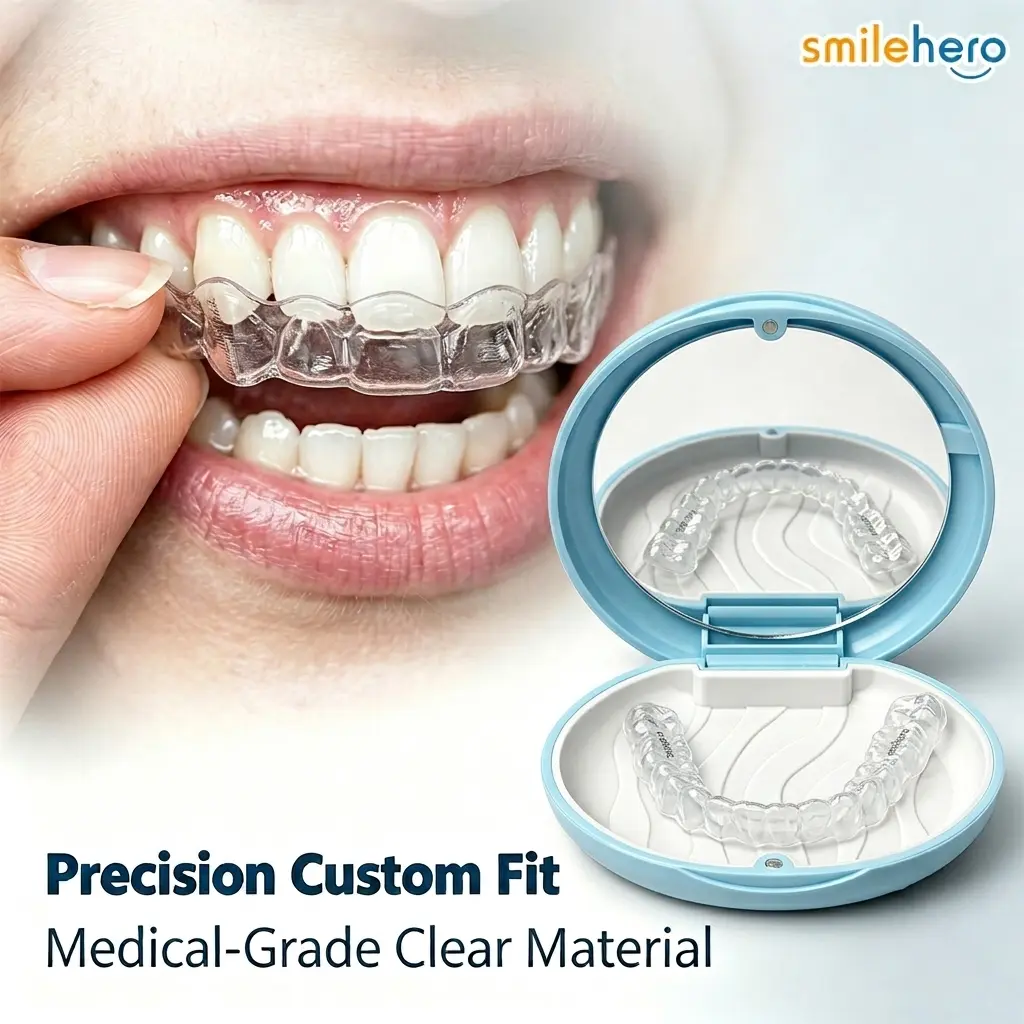 Smilehero Clear Custom Teeth Retainers (Upper & Lower) - Durable, Comfortable Fit, Painless Home Impression Kit Included