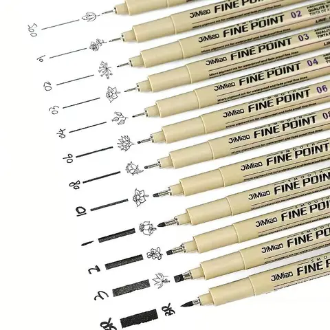 12pcs Hand-paint Needle Pen Set, Micro Fineliner Drawing Art Pen, Doodle Drawing Pen, Art Supplies For Sketching Drawing Painting, Fine Tip Markers, Craft Supplies