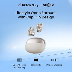 SHOKZ OpenDots ONE - Open-Ear Headphones - Wireless Bluetooth Earbuds with Microphone - Premium Dolby Audio - Water Resistant - Fast Charging - Up to 40 hrs Playtime
