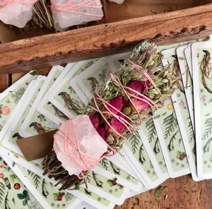 Love Awakening Bundle - Smudge Stick - Oregano, Lemon Verbena, Rose, Silver Wormwood, Rose Quartz crystal