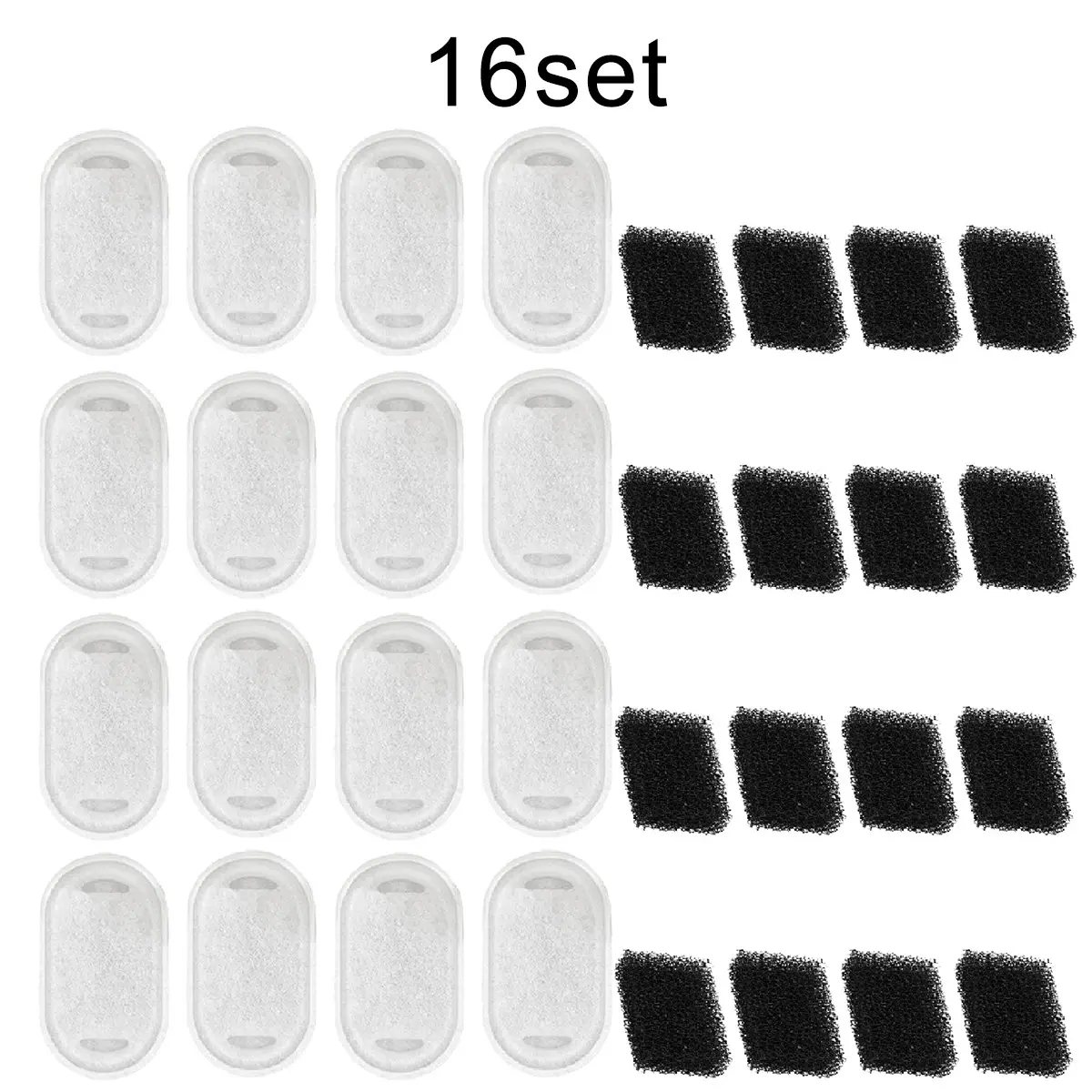 16/30Set Cat Water Dispenser Replacement Filters , Stainless Steel Pet Water fountian Filter Cartridge, Fits 2.2L Dog and Cat Water Dispensers, Water Fountain Filters
