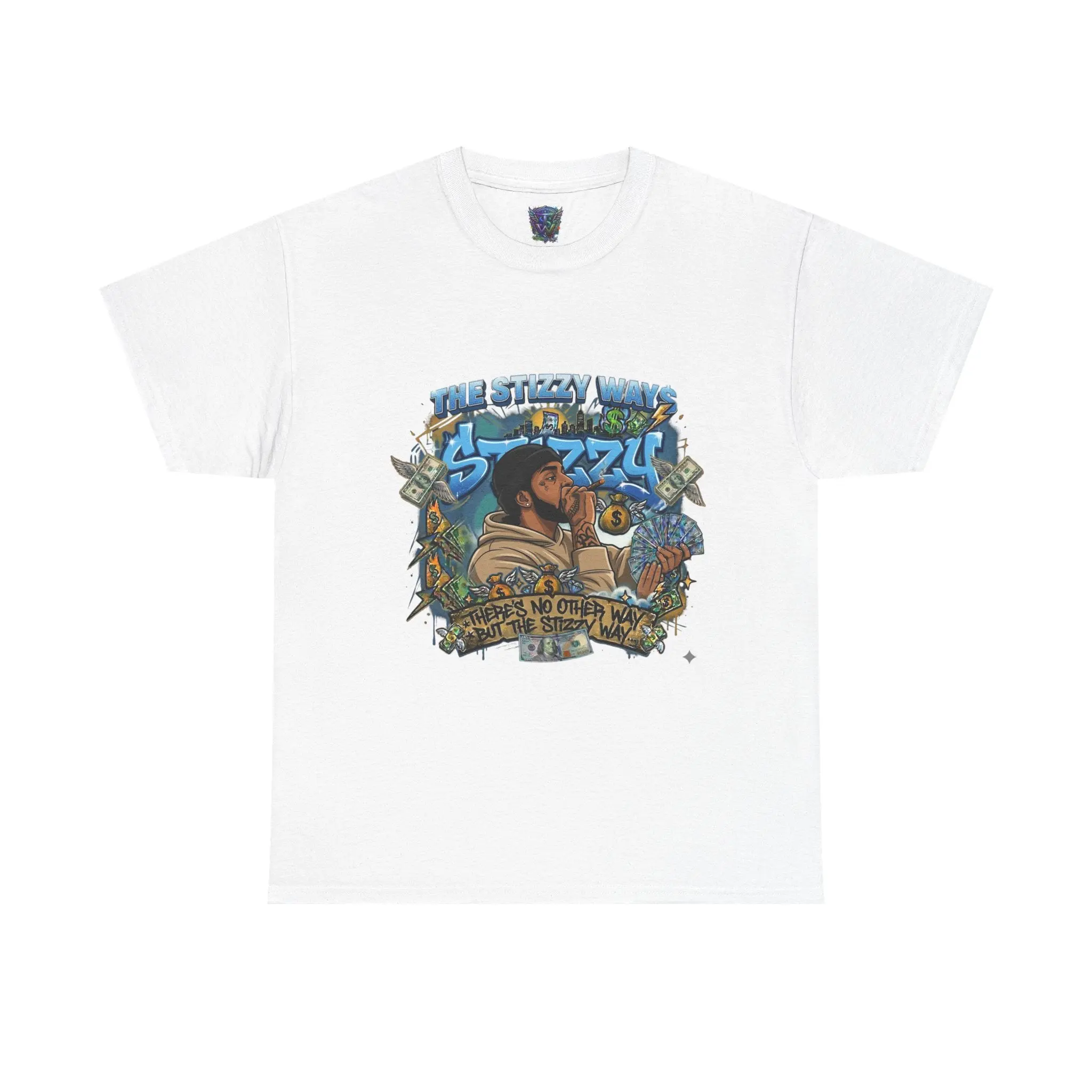 Streets Kinda Stizzy Portrait Tee | Wings Shield Graffiti Emblem T-Shirt