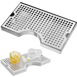 【FathersDayGift】VEVOR Kegerator Beer Drip Tray,  304 Stainless Steel Keg Drip Trays with 4 Non-Slip Rubber Pads and Detachable Cover, Heat / Cold Resistant Beer Tower Drip Pan for Bar Restaurant Coffee Shop Home