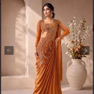 Ready-to-Wear Rangoli Silk Saree for Women - Multi-Thread Embroidery, Sequins Work