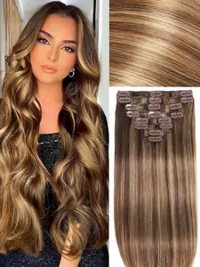 Clip-in human hair extensions, suitable for everyone and all occasions, 8 pieces per pack, Real Hair Extensions