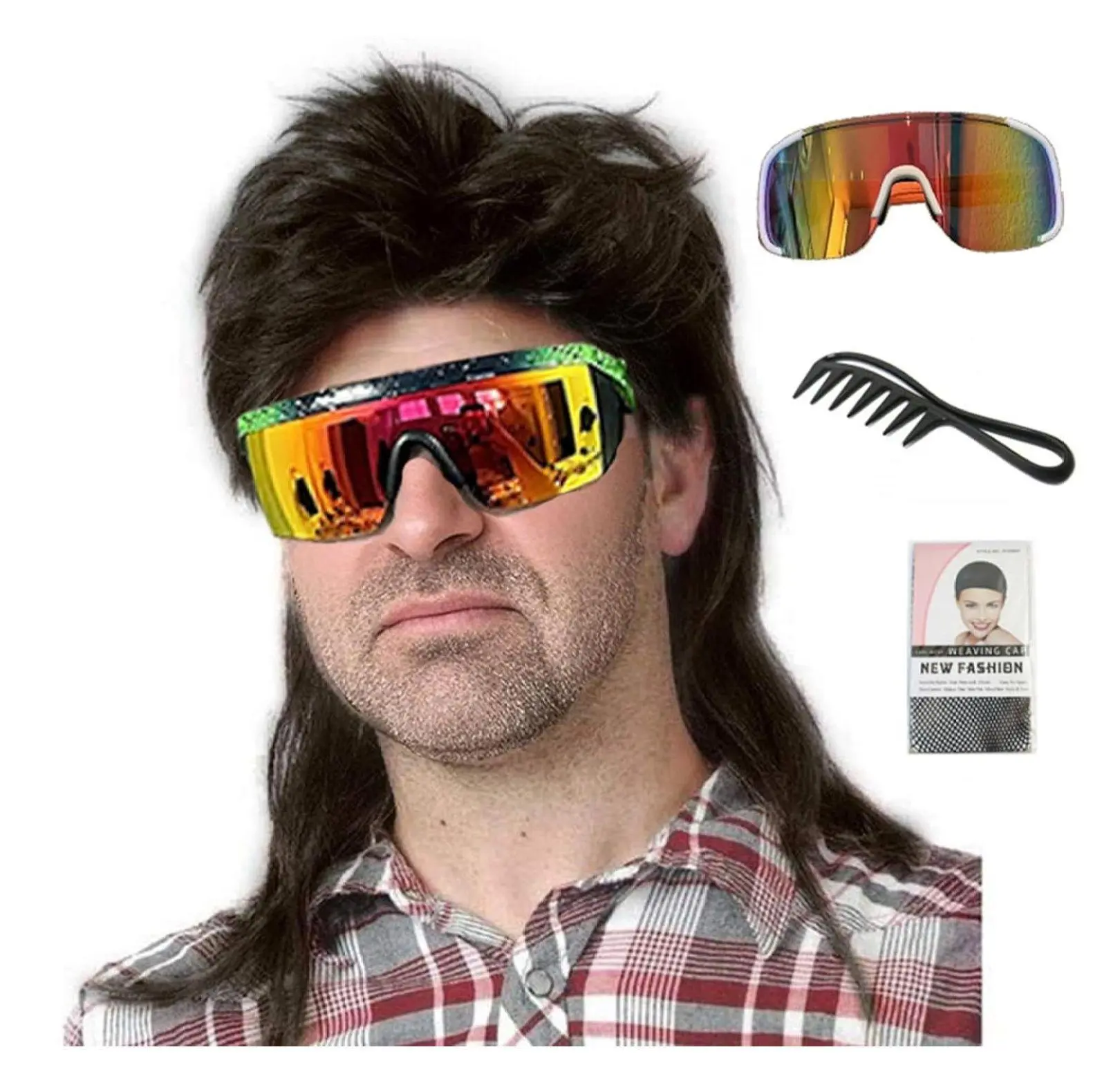 Mullet Wig for Men - 80s Joe Dirt Wig - Black Emo Mullet Costume Wig - Cosplay Party Accessory for Adults & Teens 4-Black