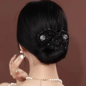 2PCS New Shiny Rhinestone Twist Hair Clips Fashionable and Versatile, Suitable for Any Hair Volume, Lazy Bun Styling Tool, Bow Hair Clip Hair Accessory for Women